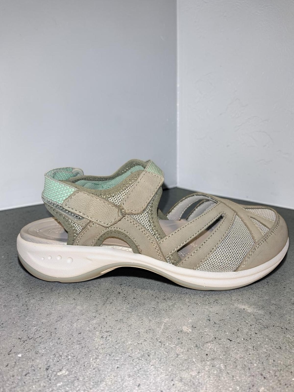 Women's Taupe Sandal with Mint Accent for Everyday Comfort